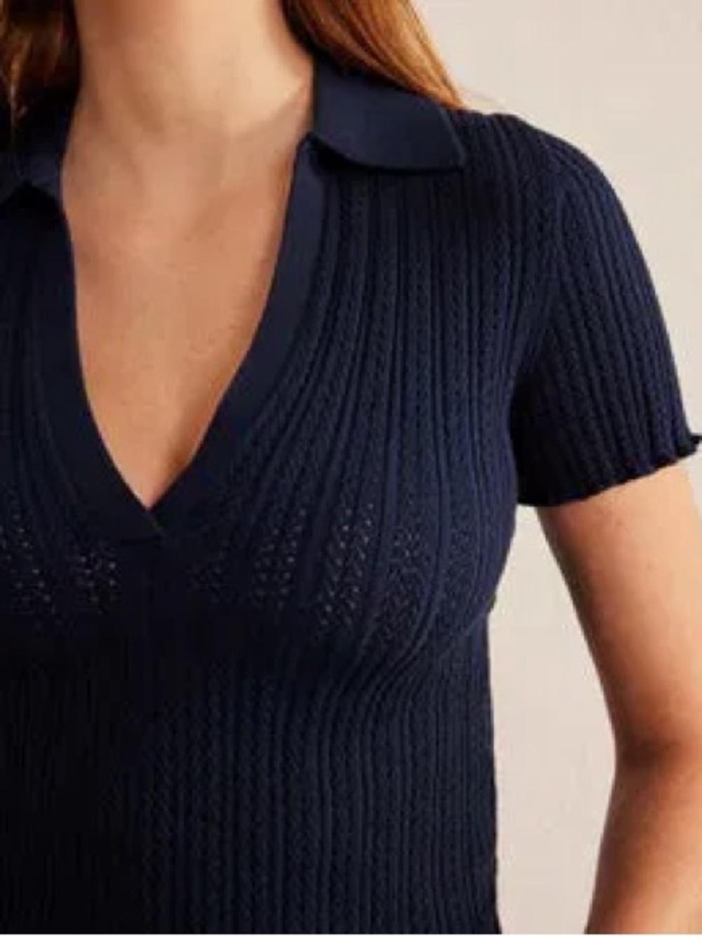Boden Pointelle Ribbed Collared
Polo Black Medium